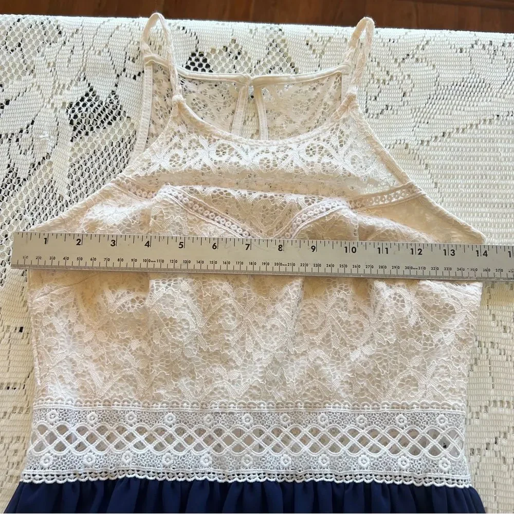 NWOT By x By Crochet Top Cream and Navy Sundress Junior Size 3
